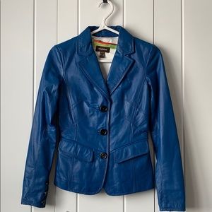 Blue Lined Leather Jacket